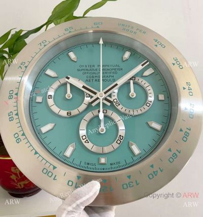 New Rolex Cosmo Daytona Wall Clock Baby Blue Face Stainless Steel